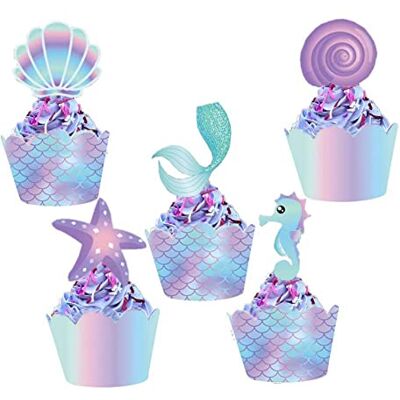 Uitndvyte 20 x Cupcake-Dekorationen und Cupcake-Förmchen, Partyzubehör für Geburtstagsfeiern Uitndvyte 20 x Cupcake-Dekorationen und Cupcake-Förmchen, Partyzubehör für Geburtstagsfeiern
