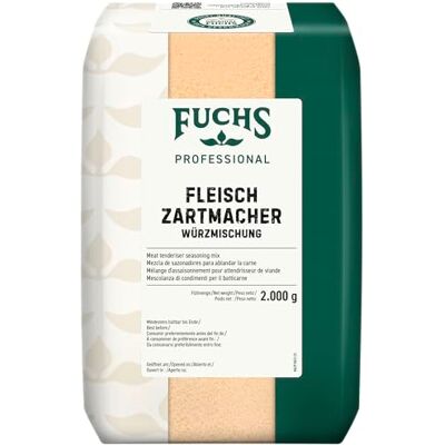 Fuchs Professional Fleischzartmacher Würzmischung Für zartes, saftiges Fleisch, kein weiteres Salzen erforderlich Profi-Qualität für Großverbraucher und Gastronomie 2 kg im recyclebaren Beutel Fuchs Professional Fleischzartmacher Würzmischung Für zartes, saftiges Fleisch, kein weiteres Salzen erforderlich Profi-Qualität für Großverbraucher und Gastronomie 2 kg im recyclebaren Beutel