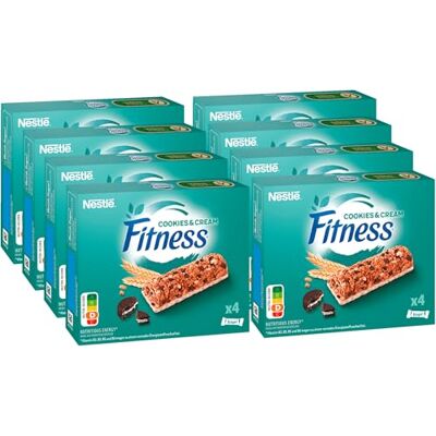Nestlé FITNESS Bars Cookies & Cream Cerealienriegel, Energieriegel mit hellen Kakaostückchen und dunklen Keksstückchen, 8er Pack (à 4 x 23,5g) Nestlé FITNESS Bars Cookies & Cream Cerealienriegel, Energieriegel mit hellen Kakaostückchen und dunklen Keksstückchen, 8er Pack (à 4 x 23,5g)