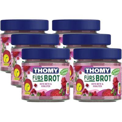 Thomy Brotaufstrich Rote Bete & Kräuter, Glas, 6er Pack (6 x 180g) Thomy Brotaufstrich Rote Bete & Kräuter, Glas, 6er Pack (6 x 180g)