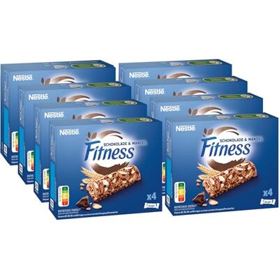 Nestlé FITNESS Bars Schokolade & Mandeln Cerealienriegel, Energieriegel mit Schokoladenstückchen und Mandeln, 8er Pack (à 4 x 23,5g) Nestlé FITNESS Bars Schokolade & Mandeln Cerealienriegel, Energieriegel mit Schokoladenstückchen und Mandeln, 8er Pack (à 4 x 23,5g)
