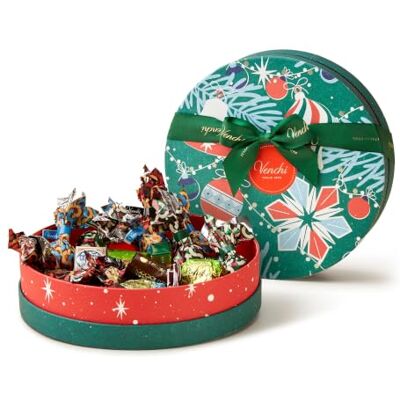 Venchi , Mittlere Weihnachts-Hutschachtel, 23 Pralinen, Glutenfrei, 295 g Geschenkbox mit Chocoviar, Cremini und Nougatine, Vintage Dream Kollektion, Limited Edition, Geschenkidee zum Teilen Venchi , Mittlere Weihnachts-Hutschachtel, 23 Pralinen, Glutenfrei, 295 g Geschenkbox mit Chocoviar, Cremini und Nougatine, Vintage Dream Kollektion, Limited Edition, Geschenkidee zum Teilen
