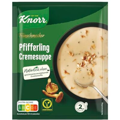 Knorr Feinschmecker Pfifferling Cremesuppe leckere Pilzsuppe mit Gemüse und Kräutern aus nachhaltigem Anbau 18x 56 g Knorr Feinschmecker Pfifferling Cremesuppe leckere Pilzsuppe mit Gemüse und Kräutern aus nachhaltigem Anbau 18x 56 g