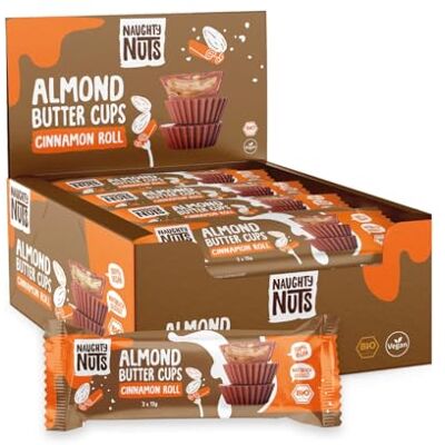 Naughty Nuts Bio Almond Butter Cups Cinnamon Roll Vegan, Palmölfrei und ohne Raffinierten Zucker 12x39g Naughty Nuts Bio Almond Butter Cups Cinnamon Roll Vegan, Palmölfrei und ohne Raffinierten Zucker 12x39g