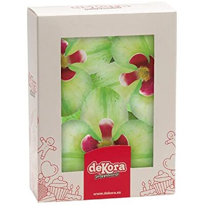 dekora – Essbare Blumen für Torten, Esspapier-Tortendeko, 10 grüne Orchideen 8,5 x 7,5 cm, ohne Zucker, glutenfrei, laktosefrei, Tortendeko essbar für Hochzeit, Geburtstag und Taufe dekora – Essbare Blumen für Torten, Esspapier-Tortendeko, 10 grüne Orchideen 8,5 x 7,5 cm, ohne Zucker, glutenfrei, laktosefrei, Tortendeko essbar für Hochzeit, Geburtstag und Taufe