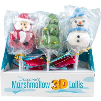 DECOCINO Marshmallow 3D-Lollis Weihnachten, 12 Stück 12 Marshmallow-3D-Lollis mit Schneemann, Weihnachtsmann & Baum. Essbare Deko für Kuchen, Torten & Cupcakes. DECOCINO Marshmallow 3D-Lollis Weihnachten, 12 Stück 12 Marshmallow-3D-Lollis mit Schneemann, Weihnachtsmann & Baum. Essbare Deko für Kuchen, Torten & Cupcakes.