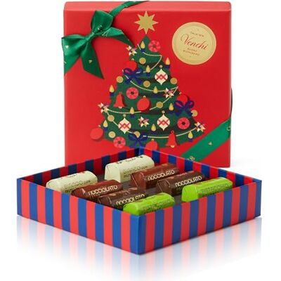 Venchi , Rote Weihnachts-Geschenkbox mit assortierten Schokobarren, mit knackigen Nüssen, Limited Edition Alice Bureau, 117 g, glutenfrei, Geschenkidee Venchi , Rote Weihnachts-Geschenkbox mit assortierten Schokobarren, mit knackigen Nüssen, Limited Edition Alice Bureau, 117 g, glutenfrei, Geschenkidee