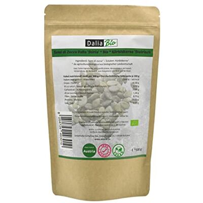 ZeroCal - Dalia Dalia Steirische Kürbiskerne Bio 500 g Roh – Ungeröstet, Naturbelassen, Glutenfrei, Herkunft Steiermark, Snack & Topping ZeroCal - Dalia Dalia Steirische Kürbiskerne Bio 500 g Roh – Ungeröstet, Naturbelassen, Glutenfrei, Herkunft Steiermark, Snack & Topping