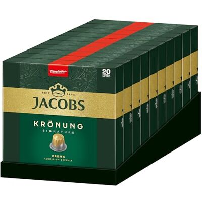 Jacobs Kaffeekapseln Krönung Crema, Intensität 6/12, 10 x 20 Getränke, Nespresso* kompatible Kaffee Kapseln, 200 Kapseln Jacobs Kaffeekapseln Krönung Crema, Intensität 6/12, 10 x 20 Getränke, Nespresso* kompatible Kaffee Kapseln, 200 Kapseln