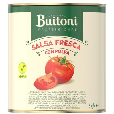 Buitoni Professional Salsa Fresca Con Polpa, stückige Tomatensauce, 3kg Aus vollreifen Fleischtomaten, ungewürzt, vegan – für mediterrane Küche, Pasta, Gnocchi, Reis und Gemüsepfannen Buitoni Professional Salsa Fresca Con Polpa, stückige Tomatensauce, 3kg Aus vollreifen Fleischtomaten, ungewürzt, vegan – für mediterrane Küche, Pasta, Gnocchi, Reis und Gemüsepfannen