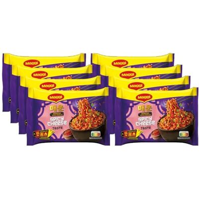 Maggi Korean Style Noodles Spicy Cheesy Taste Beutel, Instantnudeln in cremig-käsiger, süß-scharfer Sauce, 8er Pack (8 x 130g) Maggi Korean Style Noodles Spicy Cheesy Taste Beutel, Instantnudeln in cremig-käsiger, süß-scharfer Sauce, 8er Pack (8 x 130g)