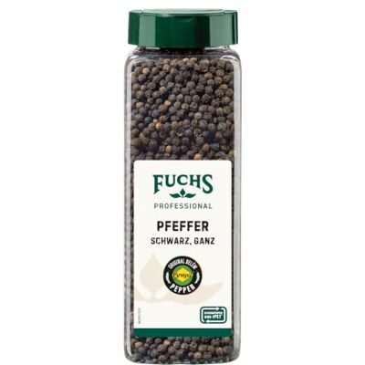 Fuchs Gewürze Pfeffer schwarz ganz, 500 g Ungemahlener Pfeffer zum Mörsern oder für die Pfeffermühle Für Großverbraucher, Restaurants, Gastronomie Fuchs Gewürze Pfeffer schwarz ganz, 500 g Ungemahlener Pfeffer zum Mörsern oder für die Pfeffermühle Für Großverbraucher, Restaurants, Gastronomie