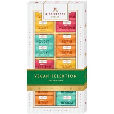 Niederegger Vegan-Selektion 1x 200g Sorten Brownie-Mandel-Choc, Marzipan Classic, Caramel Crunch & Nougat-Knusperwaffel Pralinengeschenk Vegan Niederegger Vegan-Selektion 1x 200g Sorten Brownie-Mandel-Choc, Marzipan Classic, Caramel Crunch & Nougat-Knusperwaffel Pralinengeschenk Vegan