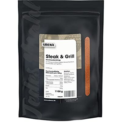 Ubena Foodservice Steak & Grill Gewürzzubereitung 1,1 kg im Beutel Im wiederverschließbaren Vorratsbeutel Für Großverbraucher, Restaurants und Gastronomie Ubena Foodservice Steak & Grill Gewürzzubereitung 1,1 kg im Beutel Im wiederverschließbaren Vorratsbeutel Für Großverbraucher, Restaurants und Gastronomie