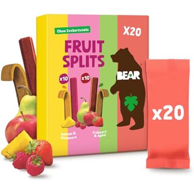 BEAR Fruit Splits Mixbox 100% Natürliche Inhaltsstoffe 20 x 20g (400g) BEAR Fruit Splits Mixbox 100% Natürliche Inhaltsstoffe 20 x 20g (400g)