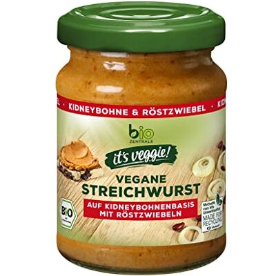 bioZentrale it´s veggie! Vegane Streichwurst 6 x 120 g Auf Kidneybohnenbasis mit Röstzwiebeln Ballaststoffquelle ohne Zusatz von Hefe, Soja und Palmöl bioZentrale it´s veggie! Vegane Streichwurst 6 x 120 g Auf Kidneybohnenbasis mit Röstzwiebeln Ballaststoffquelle ohne Zusatz von Hefe, Soja und Palmöl