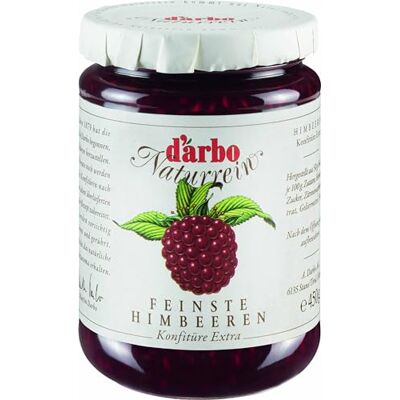 Darbo Naturrein Himbeeren Konfitüre 6 x 450 g Gläser, ideal zum Frühstück aufs Brötchen als auch zum Veredeln von Desserts und Süßspeisen Darbo Naturrein Himbeeren Konfitüre 6 x 450 g Gläser, ideal zum Frühstück aufs Brötchen als auch zum Veredeln von Desserts und Süßspeisen