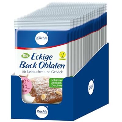 Küchle Bio Backoblaten eckig 100 x 145mm im 12er Vorratspack Vegan Eckig Zum Backen von z.B. Gebäck, Lebkuchen Auch für Obstkuchen geeignet Innen zart, außen knusprig 12 x 40g Küchle Bio Backoblaten eckig 100 x 145mm im 12er Vorratspack Vegan Eckig Zum Backen von z.B. Gebäck, Lebkuchen Auch für Obstkuchen geeignet Innen zart, außen knusprig 12 x 40g
