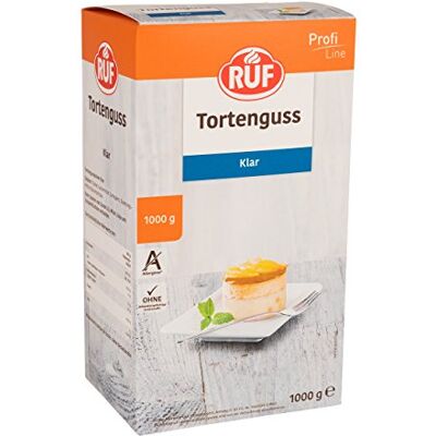 RUF Tortenguss klar ohne Gelatine für Obstböden, Torten, Tartelette, Erdbeerkuchen, schnelle Zubereitung, Großpackung, 1x1000g RUF Tortenguss klar ohne Gelatine für Obstböden, Torten, Tartelette, Erdbeerkuchen, schnelle Zubereitung, Großpackung, 1x1000g