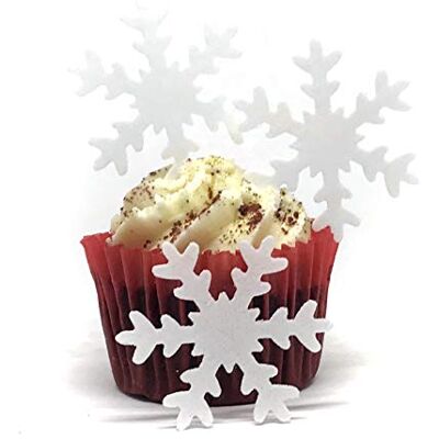 Top That Kuchendekoration, essbar, groß, mit Schneeflocken, Weiß, 25 Stück Top That Kuchendekoration, essbar, groß, mit Schneeflocken, Weiß, 25 Stück