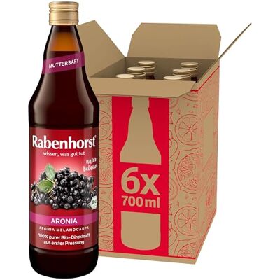 Rabenhorst Aronia Muttersaft BIO 6er Pack (6 x 700 ml) 100 % purer Aronia Direktsaft aus erster Pressung Rabenhorst Aronia Muttersaft BIO 6er Pack (6 x 700 ml) 100 % purer Aronia Direktsaft aus erster Pressung