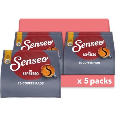Senseo Pads Typ Espresso, 5 x 16 Getränke, 80 Kaffeepads (Verpackungsdesign kann abweichen) Senseo Pads Typ Espresso, 5 x 16 Getränke, 80 Kaffeepads (Verpackungsdesign kann abweichen)