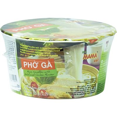 MAMA Instant-Bowl-Reisnudeln Pho Ga mit Hühnerfleischgeschmack – Instantnudelsuppe orientalischer Art – Authentisch thailändisch kochen – 6 x 65 g MAMA Instant-Bowl-Reisnudeln Pho Ga mit Hühnerfleischgeschmack – Instantnudelsuppe orientalischer Art – Authentisch thailändisch kochen – 6 x 65 g