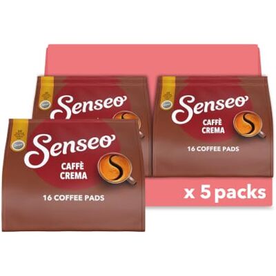 Senseo Pads Caffè Crema, 5 x 16 Getränke, 80 Kaffeepads (Verpackungsdesign kann abweichen) Senseo Pads Caffè Crema, 5 x 16 Getränke, 80 Kaffeepads (Verpackungsdesign kann abweichen)
