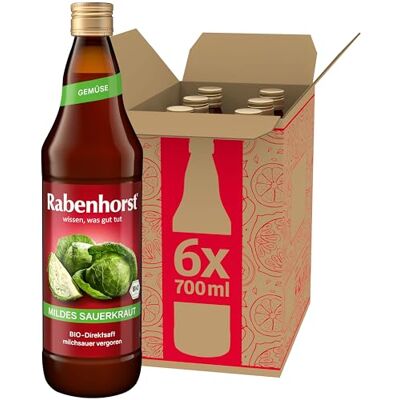 Rabenhorst Mildes Sauerkraut BIO 6er Pack (6 x 700 ml) Milchsauer vergorener Sauerkraut Direktsaft Milchsauer vergorener Sauerkraut-Direktsaft Rabenhorst Mildes Sauerkraut BIO 6er Pack (6 x 700 ml) Milchsauer vergorener Sauerkraut Direktsaft Milchsauer vergorener Sauerkraut-Direktsaft