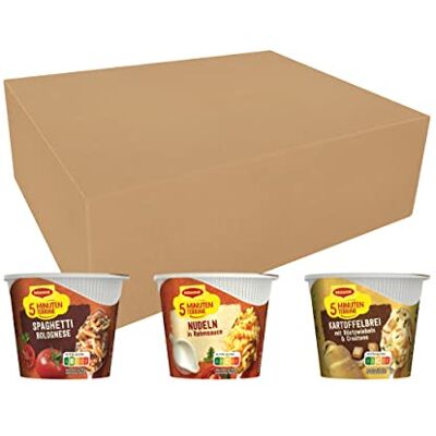 Maggi 5 Minuten Terrine, 24er Pack (24 x 64g) Sortimentsbox, Leckere Fertiggerichte in 3 verschiedenen Geschmacksrichtungen, Im praktischen Becher Maggi 5 Minuten Terrine, 24er Pack (24 x 64g) Sortimentsbox, Leckere Fertiggerichte in 3 verschiedenen Geschmacksrichtungen, Im praktischen Becher