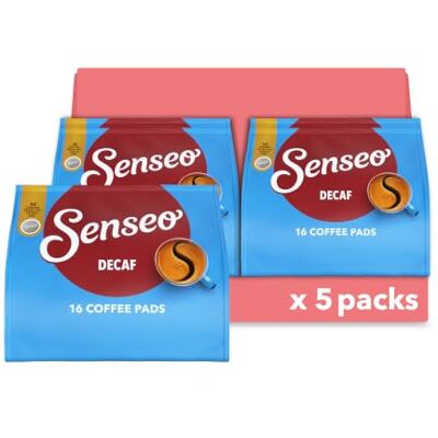Senseo Pads Decaf Enkoffeiniert, 5 x 16 Getränke, 80 Kaffeepads (Verpackungsdesign kann abweichen) Senseo Pads Decaf Enkoffeiniert, 5 x 16 Getränke, 80 Kaffeepads (Verpackungsdesign kann abweichen)