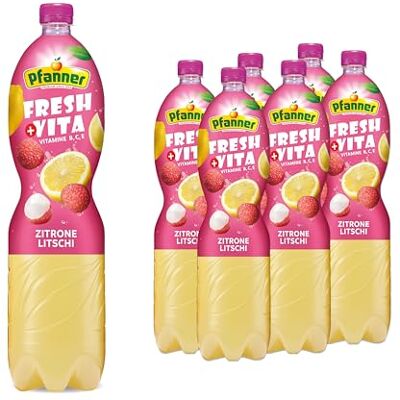 Pfanner Lemon-Lychee Frucht Nektar (6 x 1,5 l) – Mehrfruchtgetränk mit 10% Fruchtgehalt aus Zitronen und Lychee im Vorratspack Pfanner Lemon-Lychee Frucht Nektar (6 x 1,5 l) – Mehrfruchtgetränk mit 10% Fruchtgehalt aus Zitronen und Lychee im Vorratspack