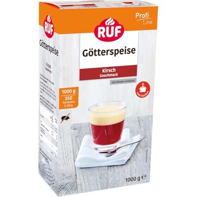 RUF Götterspeise Rindergelatine Kirsch, Wackelpudding rot ohne Schweinegelatine mit Kirsch Geschmack, Götterspeise Pulver Gelatine Rind, 1 x 1000g RUF Götterspeise Rindergelatine Kirsch, Wackelpudding rot ohne Schweinegelatine mit Kirsch Geschmack, Götterspeise Pulver Gelatine Rind, 1 x 1000g