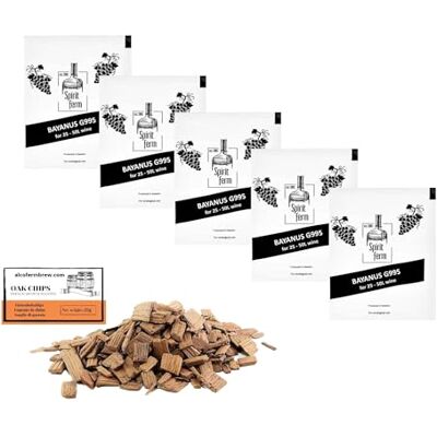 AlcoFermBrew 5 x Weinhefe Bayanus 10g G995 + Französische Eichenchips 20g Hefe für die Weingärung Trockenhefe Spirit Ferm AlcoFermBrew 5 x Weinhefe Bayanus 10g G995 + Französische Eichenchips 20g Hefe für die Weingärung Trockenhefe Spirit Ferm