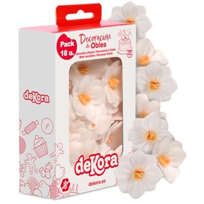 dekora – Essbare Blumen für Torten aus Oblate, 18 weiße Camélias, 4 cm, ohne Zucker, glutenfrei, laktosefrei, Tortendeko essbar für Hochzeit, Geburtstag, Taufe und Gender reveal dekora – Essbare Blumen für Torten aus Oblate, 18 weiße Camélias, 4 cm, ohne Zucker, glutenfrei, laktosefrei, Tortendeko essbar für Hochzeit, Geburtstag, Taufe und Gender reveal