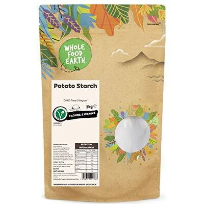 Wholefood Earth Kartoffelstärke GMO frei Vegan Milchfrei Ohne Zusatz von Zucker, 2 kg Wholefood Earth Kartoffelstärke GMO frei Vegan Milchfrei Ohne Zusatz von Zucker, 2 kg