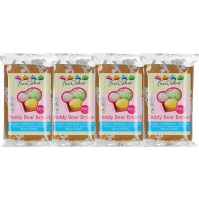 FunCakes Fondant Teddy Bear Brown 4er Pack (4 x 250 g) FunCakes Fondant Teddy Bear Brown 4er Pack (4 x 250 g)