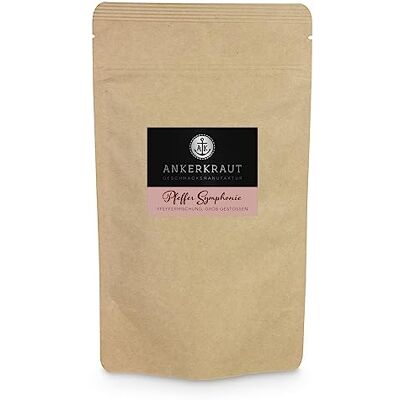 Ankerkraut Pfeffer Symphonie, Pfeffer zum Kochen und Grillen, bunte Mischung aus schwarzem, grünem, weißem Pfeffer, Rosa Beeren und Piment, 150g im aromadichten Beutel Ankerkraut Pfeffer Symphonie, Pfeffer zum Kochen und Grillen, bunte Mischung aus schwarzem, grünem, weißem Pfeffer, Rosa Beeren und Piment, 150g im aromadichten Beutel