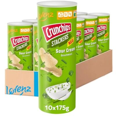 Lorenz Snack World LORENZ Crunchips Stackers Sour Cream 10 x 175 g glutenfrei Lorenz Snack World LORENZ Crunchips Stackers Sour Cream 10 x 175 g glutenfrei