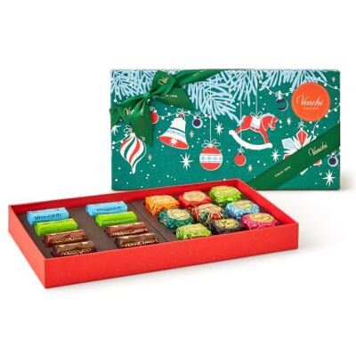 Venchi , Weihnachts-Geschenkbox, 17 Pralinen, Glutenfrei, 297 g Geschenkbox mit sortierten Chocoviar und Schokobarren, Vintage Dream Kollektion, Limited Edition, Weihnachts-Geschenkidee Venchi , Weihnachts-Geschenkbox, 17 Pralinen, Glutenfrei, 297 g Geschenkbox mit sortierten Chocoviar und Schokobarren, Vintage Dream Kollektion, Limited Edition, Weihnachts-Geschenkidee