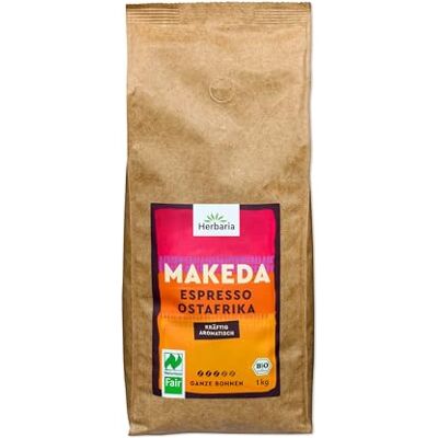Herbaria Makeda Espresso ganze Bohne bio 1 x 1000 g Bio Kaffeebohnen aus Ostafrika, vollmundige Röstaromen mit Kakao- & Eichenholznoten, für Siebträger & Kaffeevollautomaten Herbaria Makeda Espresso ganze Bohne bio 1 x 1000 g Bio Kaffeebohnen aus Ostafrika, vollmundige Röstaromen mit Kakao- & Eichenholznoten, für Siebträger & Kaffeevollautomaten