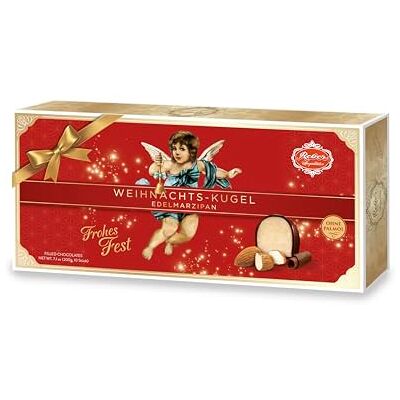 Reber Edelmarzipan-Kugeln – 10er Packung in der Weihnachts-Edition – Kugeln aus Zartbitter-Schokolade und Marzipan Reber Edelmarzipan-Kugeln – 10er Packung in der Weihnachts-Edition – Kugeln aus Zartbitter-Schokolade und Marzipan