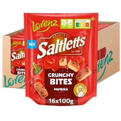 Lorenz Snack World LORENZ Saltletts Crunchy Bites Paprika 16 x 100 g vegetarisch Lorenz Snack World LORENZ Saltletts Crunchy Bites Paprika 16 x 100 g vegetarisch