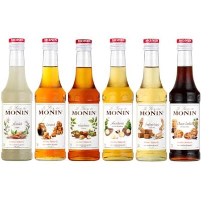 MONIN Kaffeesirup Set 6x250 ml für Kaffee, Latte Macchiato & Cappuccino 6 Sorten: Karamell, Haselnuss, Macadamia, Mandel, Cookie Choco & Praline Nuss – für Kaffee & Desserts MONIN Kaffeesirup Set 6x250 ml für Kaffee, Latte Macchiato & Cappuccino 6 Sorten: Karamell, Haselnuss, Macadamia, Mandel, Cookie Choco & Praline Nuss – für Kaffee & Desserts