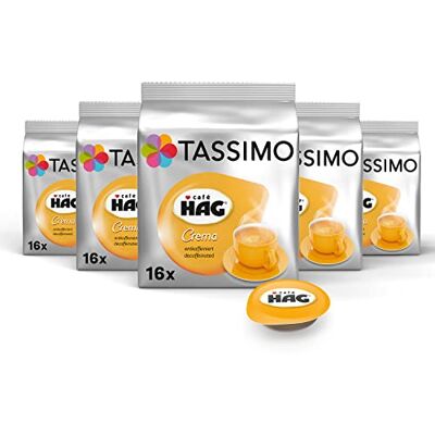 Tassimo Kapseln Café HAG, Crema, 5 x 16 Pads, 80 Kaffeekapseln, mittlere Röstung Tassimo Kapseln Café HAG, Crema, 5 x 16 Pads, 80 Kaffeekapseln, mittlere Röstung