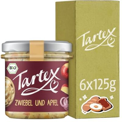 Tartex Apfel-Zwiebel Schmalz Bio veganer Brotaufstrich 6 Gläser Herzhaft & vegan ohne Palmöl lecker aufs Brot oder zum Verfeinern 6er Vorteilspack, 750g Tartex Apfel-Zwiebel Schmalz Bio veganer Brotaufstrich 6 Gläser Herzhaft & vegan ohne Palmöl lecker aufs Brot oder zum Verfeinern 6er Vorteilspack, 750g