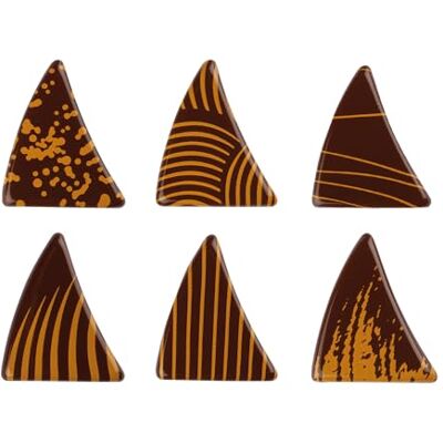 Günthart 162 Stück Dreiecke gold bedruckt auf dunkler Schokolade in sechs verschiedene Motiven Günthart 162 Stück Dreiecke gold bedruckt auf dunkler Schokolade in sechs verschiedene Motiven