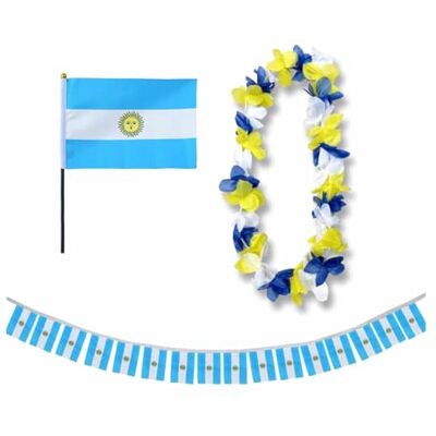 Sonia Originelli Argentinien Fan-Set 9 mit Tischfahne, Girlande und Hawaiikette Fanartikel in der argentinischen Nationalflagge für WM, EM und Events Sonia Originelli Argentinien Fan-Set 9 mit Tischfahne, Girlande und Hawaiikette Fanartikel in der argentinischen Nationalflagge für WM, EM und Events