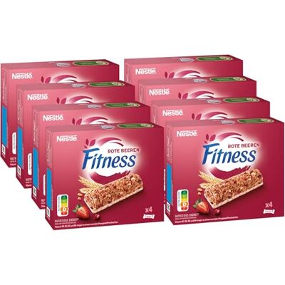 Nestlé FITNESS Bars Rote Beeren Cerealienriegel, Energieriegel mit getrockneten Früchten, 8er Pack (à 4 x 23,5g) Nestlé FITNESS Bars Rote Beeren Cerealienriegel, Energieriegel mit getrockneten Früchten, 8er Pack (à 4 x 23,5g)