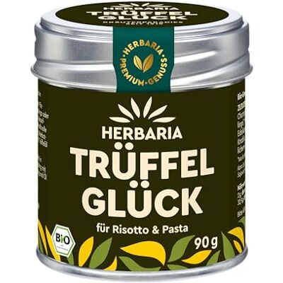 Herbaria TRÜFFELGLÜCK, Bio Pilz- & Trüffelgewürz, 90g Bio Gewürz mit Pilzen & Trüffelöl, würzig-vollmundiges Trüffelaroma, für Risotto, Pasta & Pilzgerichte, in der Weißblechdose Herbaria TRÜFFELGLÜCK, Bio Pilz- & Trüffelgewürz, 90g Bio Gewürz mit Pilzen & Trüffelöl, würzig-vollmundiges Trüffelaroma, für Risotto, Pasta & Pilzgerichte, in der Weißblechdose